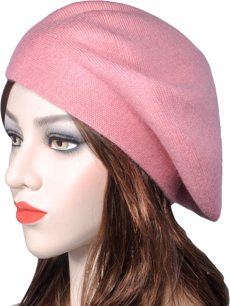 ZLYC French Beret hat, Reversible Solid Color Knit Warm Beret Cap for Womens Girls - Image 3
